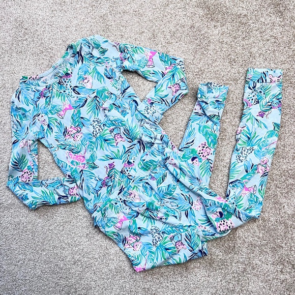Lilly Pulitzer Sammy Pajama Set Sea Salt Blue Barking Up The Wrong Tree 6 - Picture 1 of 4